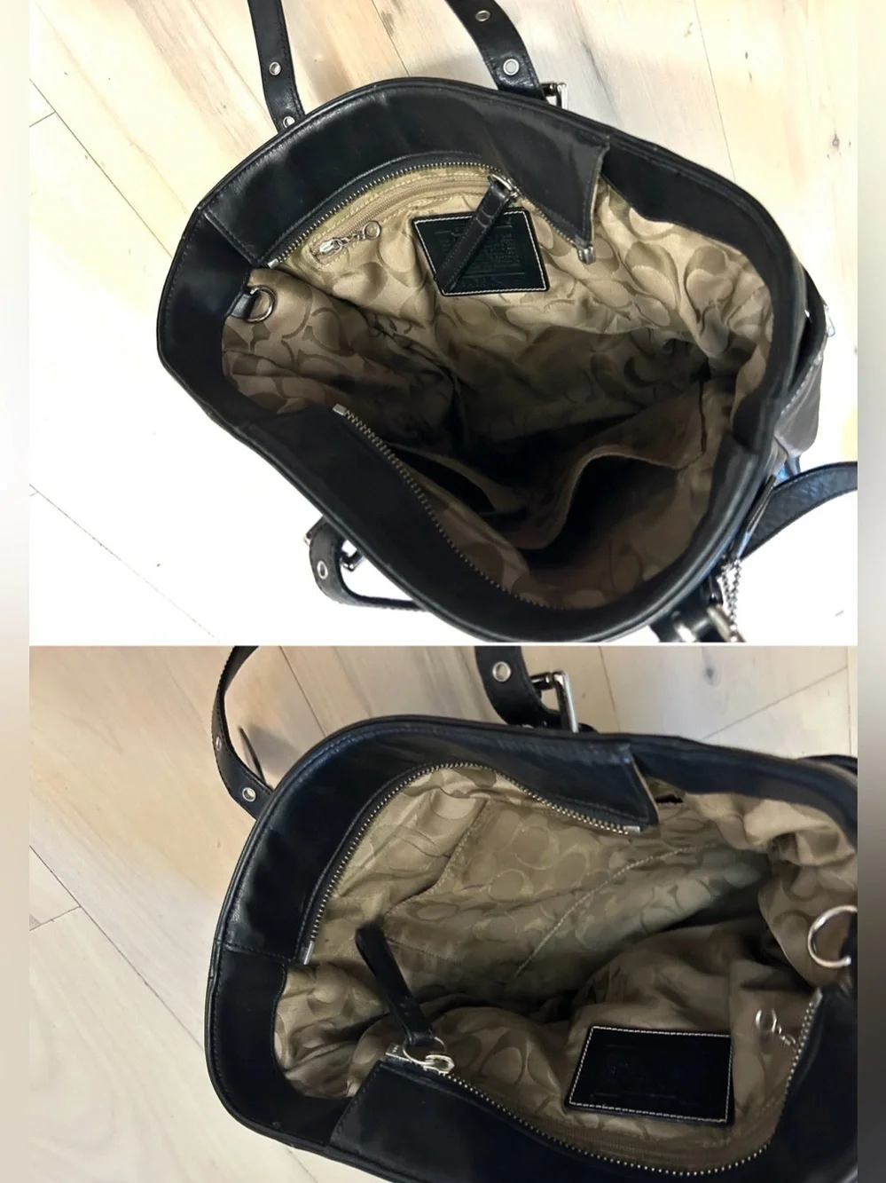 Vintage Coach Hamptons Leather Gallery Tote Black AO6Q-8E92